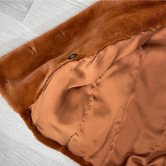 Free People Kate Faux Fur Coat in Terracotta Oversized Chunky Teddy Jacket S - Picture 16 of 16